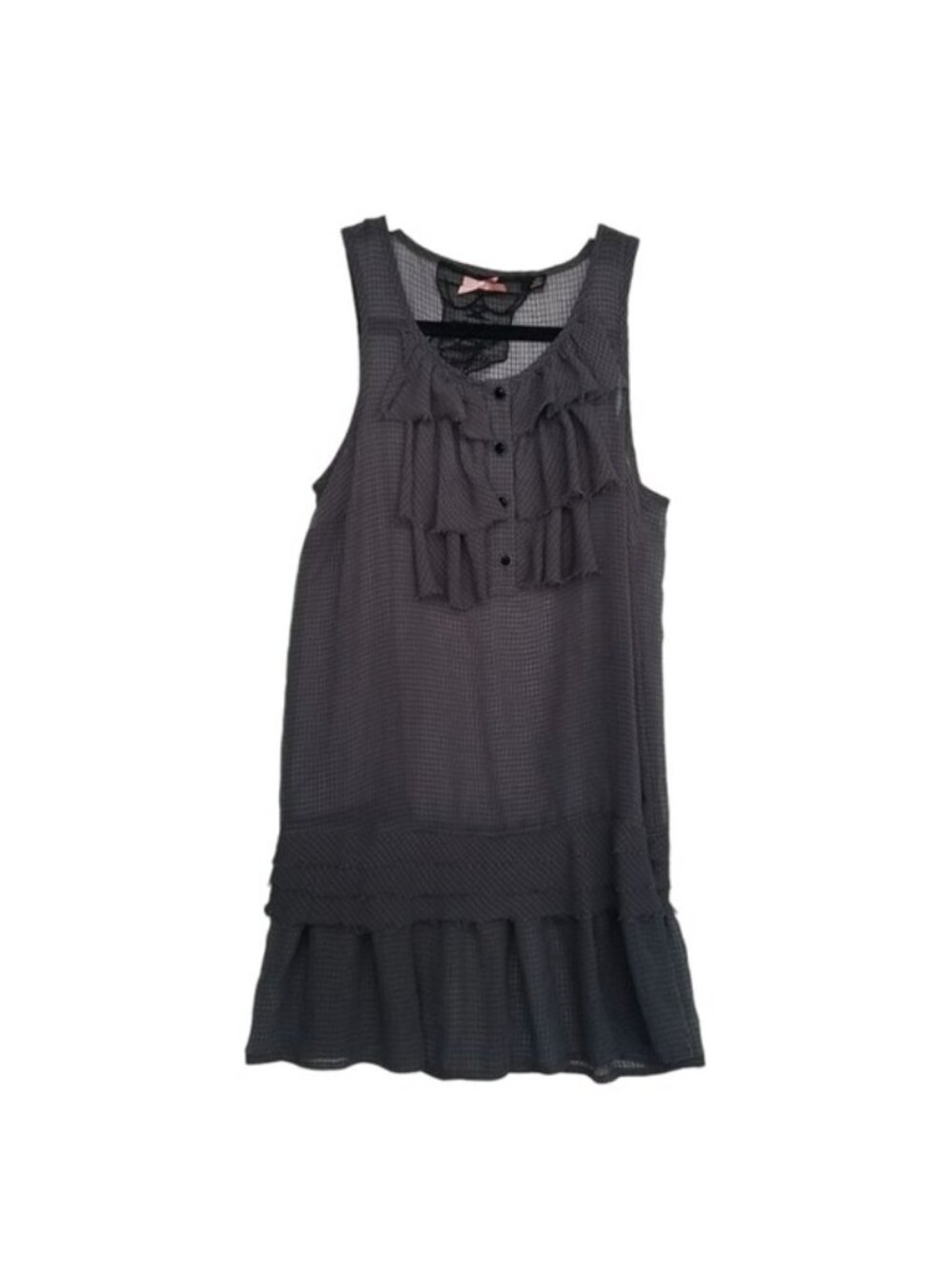 Couture Tiered Sheer Boho Tank Top Size S